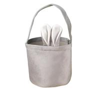 Easter Basket Seersucker Egg Hunt Bunny Baskets with Cute Rabbit Ears Easter Party Gifts (Gray)