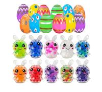 Easter Basket Stuffers - 12 Pack Fillable Eggs with Squishy Bunnies Inside, Stretchable Rabbit Fidget Toys for Egg Hunt, Stress Relief Sensory Toys for Kids, Classroom Prizes (6cm)