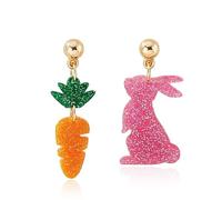 Easter Basket Stuffers Easter Bunny Earrings for Women Peep Rabbit Drop Dangle Earrings Easter Basket Essentials Jewelry, Zinc, No Gemstone