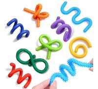 Easter Basket Stuffers for Kid, 8Pack Fidget Toys Silicone Sensory Sticks for Adult Silent Classroom Prize Treasure Box Calming Corner ADHD Autism Autistic Airplane Travel Valentines Day Gift for Girl
