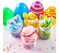 Easter Basket Stuffers for Kids, 4 Pack Prefilled Slime Eggs with Charms & Toys Inside, Easter Basket Essentials for Teens Girls Boys, Non-Toxic & Child Safe Egg Hunt Gifts