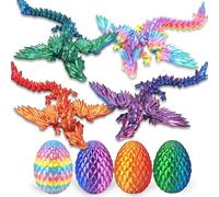 Easter Basket Stuffers for Kids Boy, 4PC 3D Printed Dragon Eggs with Wings for Teens Adult Office Desk Decor Classroom Decoration Winged Dragon Dinosaur Eggs Toy Supplies Fillers Essentials Gifts