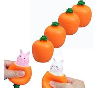 Easter Basket Stuffers, Handmade Pop Up Squeeze Toys, Squishy Toy for Kids, Squishes Carrot Rabbit Funny Novelty Toy, Easter Basket Essentials Rabbit Squeeze Toys (4pcs-mix(white+pink))