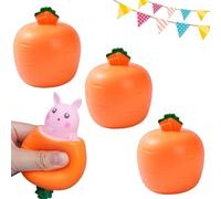 Easter Basket Stuffers, Handmade Pop Up Squeeze Toys, Squishy Toy for Kids, Squishes Carrot Rabbit Funny Novelty Toy, Easter Basket Essentials Rabbit Squeeze Toys (3pcs-pink)