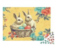 Easter Basket with Eggs Jigsaw Puzzles Puzzles for Adults Kids. 1000 Pieces Impossible Challenge Toy Educational Games Home Decoration for Adults& Kids Age 14 Years Up 38x26cm/1000pcs