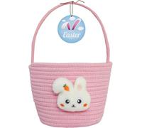 Easter Basket with Handle - Empty Bunny Egg Basket for Kids Boys Girls Toddler Baby Infant, Custom Easter Gift Basket for Babies