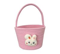 Easter Baskets Bunny Candy Storage with Handle, Empty Easter Egg Hunt Basket, Party Treat Holder with Fun Spring Design, Candy Bag for Kids and Family Celebrations, 9.06 x 7.09 x 6.3 Inches