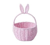 Easter Baskets for Kids Bunny Egg Bags with Cute Ears Easter Decor Handmade Woven Flower Girl Basket Reusable Picnic Shopping Storage Basket for Easter Egg Hunt Decorative Party Gift Container (B)