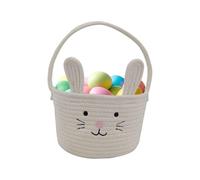 Easter Baskets for kids Easter Bunny Basket Canvas Cotton Easter Eggs Basket Perfect for Girls & Boys Easter Egg Hunts with Handle (A)