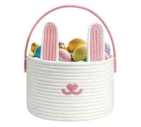 Easter Baskets - Woven Easter Basket - Bunny Cotton Rope Container with Handle, Christmas Gift Organizer with Sturdy Carrying Handle | Este De Pasca P