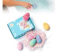 Easter Bath Bombs with Surprise Inside - 6 Pack Fizzy Bubble Bath Gift Set - Dinosaur Egg & Ocean Theme Bath Fizzies - Natural Sea Salt Color Changing Spa Bath Balls (Blue)