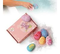 Easter Bath Bombs with Surprise Inside - 6 Pack Fizzy Bubble Bath Gift Set - Dinosaur Egg & Ocean Theme Bath Fizzies - Natural Sea Salt Color Changing Spa Bath Balls (Pink)