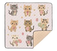 Easter Bengal Cats Blush Soft Padded Baby Gym & Activity Mat for Floor Water Resistant Baby Kick Crawling Mat for Baby Toddler Infant, 50'' x 50''