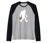 Easter Bigfoot Holding an Easter Basket Raglan Baseball Tee