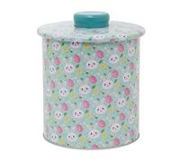 Easter Biscuit Tin | 15.5cm Round Metal Storage Tin with Pastel Blue Bunny, Egg and Flower Design for Treats, Gifts and Festive Home Decor