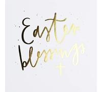 Easter Blessings Card | Gold Foil Religious Design | Paperlink Blank Inside Greeting Card