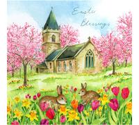 Easter Blessings Hop Into Spring Artistic Easter Greeting Card
