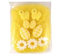 Easter Bonnet Decorating Kit with Eggs Chicks Flowers & Artificial Grass - DIY Easter Hat Craft Kit for Kids School Parade Bonnets Baskets Hampers Decorations - Spring Craft Set Fabric Eggs (Yellow)