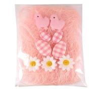 Easter Bonnet Decorating Kit with Eggs Chicks Flowers & Artificial Grass - DIY Easter Hat Craft Kit for Kids School Parade Bonnets Baskets Hampers Decorations - Spring Craft Set Fabric Eggs (Pink)