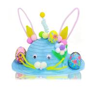 Easter Bonnet Decorations Kit,Blue Cartoon Cap Fun Handmade DIY Hats Craft Activity for Kids Boys Girls Party Favors Gifts,Make Your Own Bonnet Hat for Kids Easter Bonnet Parade,School Competitions