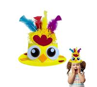 Easter bonnet Decorations Kit,Yellow Chick And RAFFIA Make Your Own Easter Bonnet for Boys,Diverse Handmade Diy Crafts,Kid Party Activities Decorate,Poult Easter Hat Fun Supplies Gifts Ornaments Kits