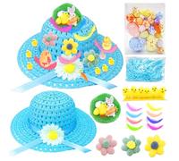 Easter Bonnet Kit,Make Your Own Easter Bonnet Hat,Easter Craft for Children,Easter Party Favors Supplies,Easter Hat Decoration Set Egg Bunny Rabbit Chick Handmade DIY Easter Gifts for Boys Girls Kids
