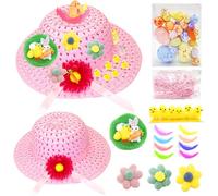 Easter Bonnet Kit,Make Your Own Easter Bonnet Hat,Easter Craft for Children,Easter Party Favors Supplies,Easter Hat Decoration Set Egg Bunny Rabbit Chick Handmade DIY Easter Gifts for Boys Girls Kids
