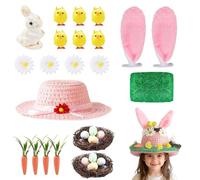 Easter Bonnet Kit - Make Your Own Easter Hat Craft Set with Bunny, Chick, Carrot, Rabbit Ears, Nest, Grass & Flowers, DIY Easter Bonnet Decorations, Fun Bonnet Hat Activities for Boys & Girls