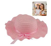 Easter Bonnet with Ribbon for Kids, Straw Woven Colourful Decorative Easter Hat Ideal to Decorate for School Parade and Easter Party Decorations Size-29cm (Pink Bonnet)