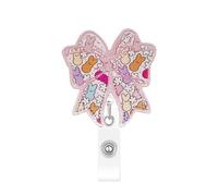 Easter Bow Badge Reels Retractable Glitter Cute ID Name Tag with Acrylic Alligator Clip Cute Bunny Badge Holder for RN LPN CNA MA ER Night Shift Nurse Nursing Student Cop Office Staff Holiday Gifts