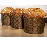 Easter Bread Forms Paska Mold Kulich Paskha Pantone 12 pcs - Easter Bread Paper Mold Panettone Paper Mold - 12 oz Standard Non Stick Panettone Paper Bread Baking Molds - Brown Design W4.33xH3.35-In