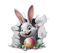 Easter Breaking Wall Rabbit Egg Stickers, 3D Visual Effect Bunny Decals, Self Adhesive Craft Decals, for Door Mirror Bathroom Kitchen Home Apartment Hotel Restaurant