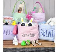 Easter Bucket Monogrammed, Easter Seersucker Tote, Easter Egg Hunt, Embroidered Boys Girls Easter Basket，Monogrammed Easter Buckets, Monogrammed Easter Baskets