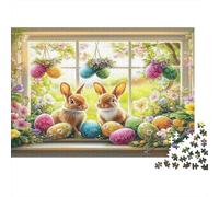 Easter Bunnies Eggs Flowers 1000 Pieces Jigsaw Puzzle for Adults 14+, Eco-Friendly Cardboard, Easter Bunnies Eggs, Stress Relief Entertainment, Creative Family Activity, Great Gift Idea 70x50cm/1000pc