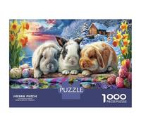 Easter Bunnies Jigsaw Puzzle Sleeping Rabbits 1000 Pieces Extra-thick Cardboard Jigsaw Puzzle Kids Beginners 38x26cm/1000pcs
