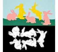 Easter Bunnies, Rabbits & Hares Metal Cutting Dies - Set of 5 Spring Silhouette Craft Dies for Card Making & Scrapbooking F6