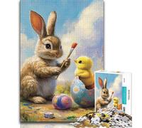 Easter Bunny 1000 Piece Jigsaw Puzzles for Adults,Learning Educational Toys Family Games with Matching Poster And Trivia Sheet 38x26cm