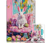 Easter Bunny 1000 Piece Jigsaw Puzzles for Adults,Learning Educational Toys Family Games with Matching Poster And Trivia Sheet 50x75cm