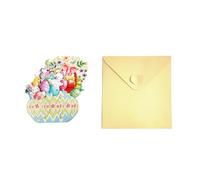 Easter Bunny 3D Fold-Out Box Card, Creative Happy Easter Decorative Ornament, 2-in-1 Greeting Card with Envelope for Easter Holiday Decor (Light Yellow, One Size)