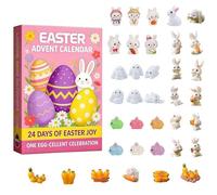 Easter Bunny Advent Calendar with Easter Countdown Ornament, 24-Day Rabbit and Carrot Rubber Decor, Fun Gift for Girls Easter Holiday (A)