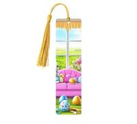 Easter Bunny and Egg Party Unique Double-Sided Artwork Printed Wooden Bookmarks, Artistic Book Accessories Birthday Presents for Men Women Presents for Book Lovers