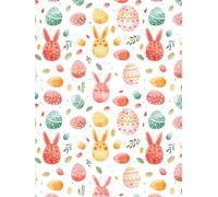 Easter Bunny and Eggs Pattern White Chocolate Transfer Sheet, A4 Size, Watercolour Design