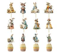Easter Bunny as a Cake Figure for Cakes and Pastries - Pack of 12 Animal Figures for Decorating - Birthday Cake Decoration with Easter Bunny Motif - for Party, Spring Festival, DIY Crafts, Baking