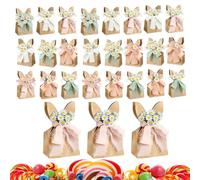 Easter Bunny Bags, 24 Bohemian Dried Flowers, Rustic Rabbit Ears Treat Bags - Gift Boxes Goodie Easter Birthday Spring Egg Hunt Home School Living Room