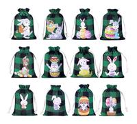 Easter Bunny Bags - Rustic Easter Canvas Bags Set of 12 - Easter Puppy Candy Bags for Pumpkins Cheer