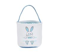 Easter Bunny Basket Bags Canvas Personalized Candy Egg Storage Basket Rabbit Print Bucket Easter Bunny Basket