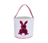 Easter Bunny Basket Bags for Kids, Canvas Cotton Tote Bag for Gifts and Eggs, Hunting Bag, Fluffy Tails, Printed Rabbit Canvas, Moving Boxes with Lid (A, One Size)
