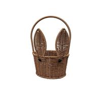 Easter Bunny Basket Easter Baskets for Kids Egg Hunt Wicker Baskets with Handle and Rabbit Ears Decor Woven Flower Girl Basket Empty for Flowers, Cookies, Candy, Party Decorations