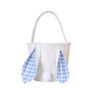 Easter Bunny Basket - Fabric, Bucket Bag, Spacious Capacity | Reusable Plush Embroidered Egg Hunt Storage, Holiday Treat Container For Easter Egg Hunts, Candy Collection, Spring Decorations