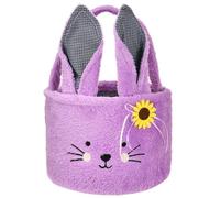Easter Bunny Basket Plush Easter Bunny Tote Bags Cute Rabbit Design Personalized Easter Bucket for Kids Carrying Gift and Eggs (Plush-Purple)